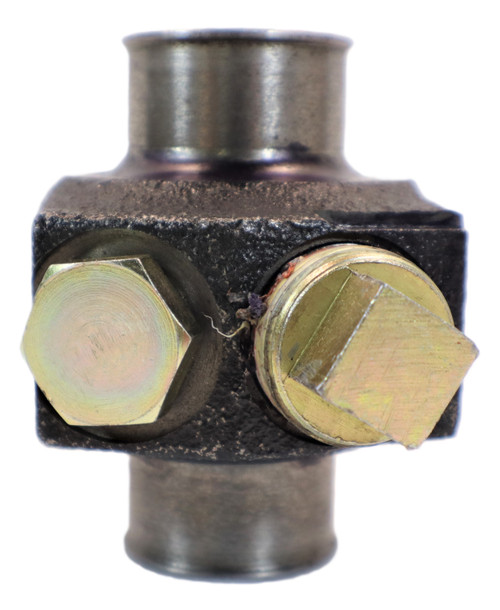 Mahindra block heater housing assembly 006023386H91 (alt 006023886H91), coolant block and hose housing used on 1533, 1538, 1635, 1640, 2538, 2540, 2545, 2638, 2645, 5145, and 5155 tractors to mount an optional engine block heater, which is purchased separately.
​