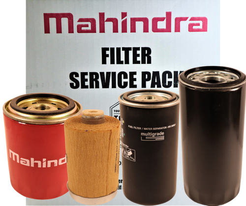 Mahindra 4540 and 4550 service kit with engine oil filter 006017310B1, hydraulic filter 000013427P04 and primary and secondary fuel filters E006018618D1 and 001081778R93, no air filters included
