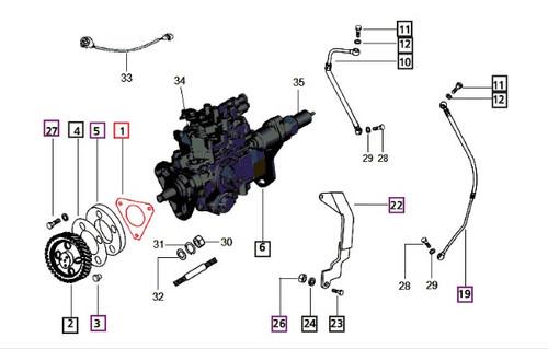 Mahindra fuel injection pump mounting gasket 006000222F1 for sealing the fuel injection pump to the engine housing on a wide range of Mahindra tractor models such as 3325, 3525, 3825, 4025, 4525, 5525, 6025, 4500, 5500, 6000, 6500, 5520, 6520, 5530, 6030, 6530, 7060, 7520, 7010, and 8560.