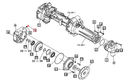 Mahindra drain plug 27403214200 for Mahindra 15, 16, Max, 1500 and 1600 Series tractors, used as a removable plug in the front axle housing and fuel system drain points to allow draining of gear oil or diesel during service; sold individually.