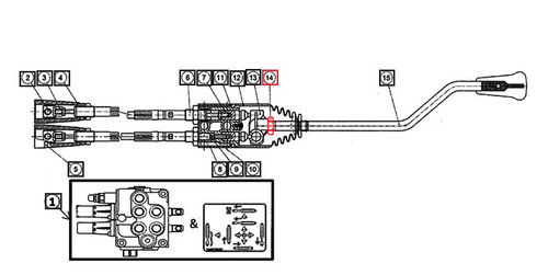 Mahindra nut 19482156540 for hydraulic joystick on Mahindra 1500 Series 1533 1538 and 1600 Series 1640 tractors, holds the front end loader joystick to the valve body in the hydraulic system.