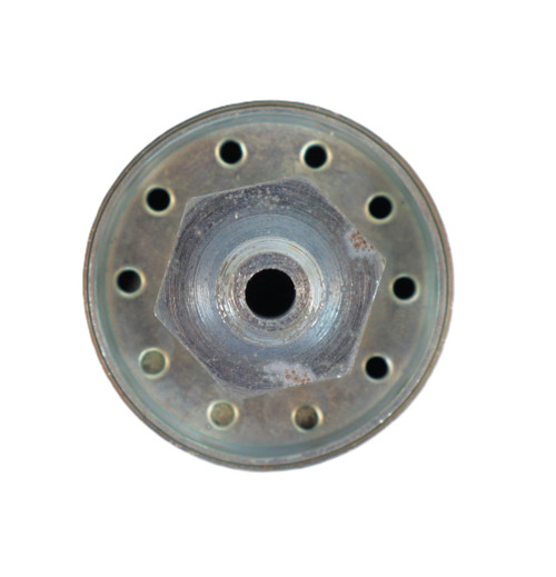 Mahindra breather 006503363D1 shown as a small vented cap that threads into the rear axle or transmission housing to relieve internal pressure and vent the axle oil cavity on larger Mahindra tractors.