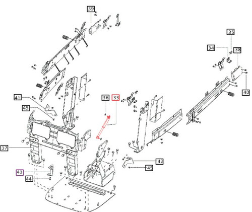 Mahindra hood gas spring E007500697D1 007500697D1 for Mahindra 20 Series 5520 6520 7520, 60 Series 7060 8560, and mPower 75 85 tractors, used to lift and hold the tractor hood open in the front structure assembly.