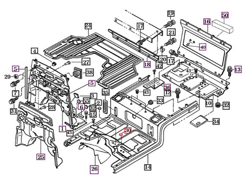 Mahindra rubber cap 20 part 14326510210 used on multiple Mahindra 10 Series, eMax T4, 2500 and 2600 Series tractors as a small protective rubber cover on floor pans, fenders, hood, accelerator and clutch pedals, steering wheel, mirrors and interior trim.