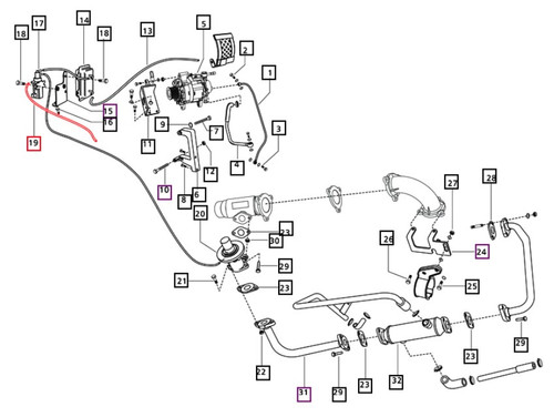 Mahindra rubber hose E006007898F1 from EGR vacuum modulator to intake pipe used on 5525, 5530, 6030, 6530, 7060, 8560 and mPower 75/85 tractors as part of the EGR emissions system.