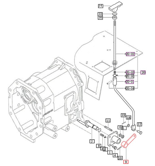 Mahindra 4WD change lever arm 14522652000GB 14522652000 for Mahindra 10 Series 5010 6010 and 2500/2600 Series 2555 2655 2660 tractors, used on the 4WD change lever mechanism to engage or disengage front wheel drive in the transmission and rear axle.