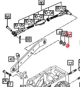 Mahindra hex nut V3043600180 for Mahindra 10 Series 3510, 4110, 5010 and 6010 tractors, used on the hitch and three‑point link and chassis to clamp and secure linkage and frame components.