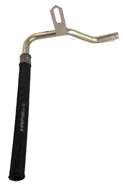 Mahindra oil cooler to water pump pipe 006007595F1 for Mahindra 25, 30 and 60 Series tractors, used in the engine lubrication and cooling circuit to carry coolant between the oil cooler and water pump.