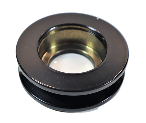 Mahindra A/C mid compressor bracket pulley 14622100532GB / 14622100531GB shown as a grooved belt tensioner/idler pulley mounted on the compressor bracket to tension the air conditioning drive belt on 10 Series, 2500/2600 Series and mForce 100 cabin tractors.