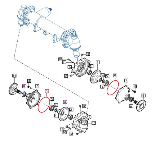 Mahindra front gear case O-rings V7231020175 for eMax 20S HST OS and Cabin tractors, used in the front axle gear case to seal oil passages and housing joints.