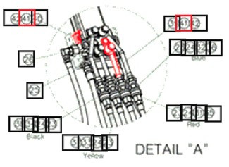 Mahindra loader hydraulic banjo bolt ANS4025A8320 for Ansung AML233, AML234, AML333, AML205, 4540-4, 4550-2, 4550-4, Max 26L and Max 26XLT loaders, used to secure banjo-style hydraulic hose fittings to the loader valve block and cylinders.