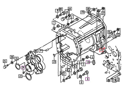 Mahindra M12 x 40 transmission case and weight mounting bolt V2004612040 for early Mahindra 10 Series 3510 and 4110 old sheet metal tractors, used to secure the space/transmission case and front chassis weights; for early serial number models only.