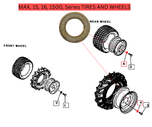 Mahindra flat washer M14 03550161428 used for rear wheel mounting hardware, drawbar, axle/brake and cab frame locations on various Mahindra 15 Series, 16 Series, Max, 1500 and 1600 Series tractors.