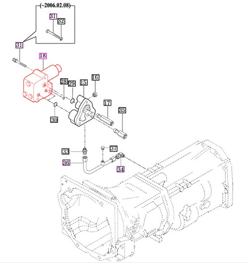 Mahindra PTO valve assembly 16495182001 for Mahindra 10 Series 7010 Cabin tractors, used in the PTO hydraulic valve and relief valve block to control PTO engagement and operating pressure.