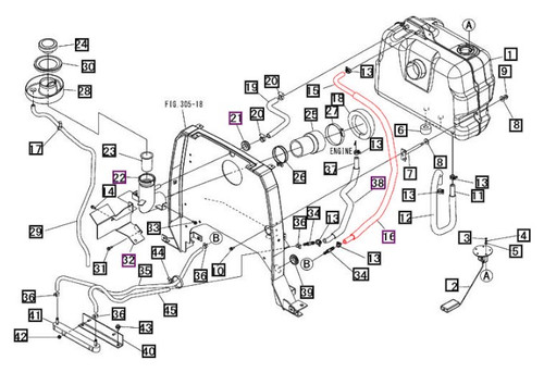Mahindra fuel line hose 19020325000 for Mahindra 1600 Series 1635 Gear and HST OS/Cabin tractors, including refresh models, used to route diesel fuel between fuel system components.