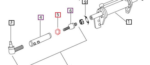 Mahindra power steering connecting link wider nut 007200733C1 for Mahindra 00, 30 and 5500 Series tractors, used to fasten the power steering cylinder and connecting link for secure steering linkage operation.