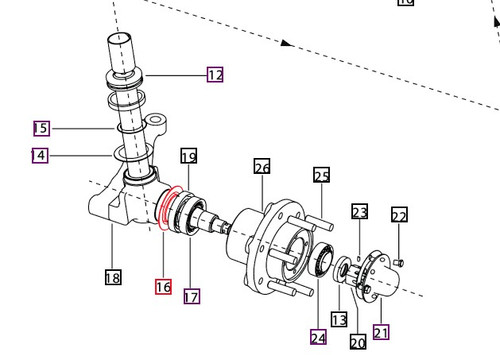 Mahindra front axle mud cap hub 007607700C1 for Mahindra 6000 Series 6065 2WD tractors, used on the front axle hub to shield wheel bearings and hub components from mud, dust and water.