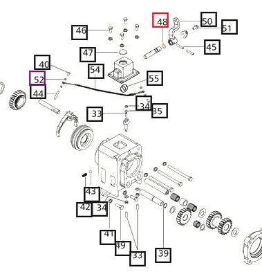 Mahindra forward reverse cross shaft O-ring 006503647C1 for Mahindra 30 Series and 5500 Series tractors, used in the forward‑reverse housing assembly to seal the 16 mm cross shaft and reduce transmission oil leakage.