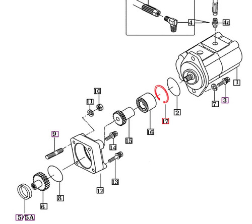Mahindra C‑Ring Shaft 25 V7041400250 25 mm snap ring used on Mahindra 10 Series tractors in front axle, transmission, brake pedal linkage, 4WD drive, PTO speed gears, HST control linkage and hydraulic gear pump assemblies.