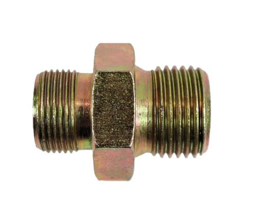 Mahindra male hydraulic coupling 000704336R2, interchangeable with assemblies using 001127279R92 and 000704336R1, used to join hydraulic suction and pressure pipes on Mahindra 05, 25, 00 and 4500 Series tractors such as 3505, 3325, 3525, 3825, 4025, 4525, 4540, 4500, 5500, 6000, 6500, 475 DI, 485 DI and 575 DI.