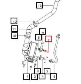 Mahindra banjo bolt 007200346C1, with related banjo suction port bolt 005552882R1, used for hydraulic pump suction, power steering piping and some fuel system banjo connections on various Mahindra 05, C, 25, 00, 20, 30, 35, 3500, 3600, 60 and mPower Series tractors.