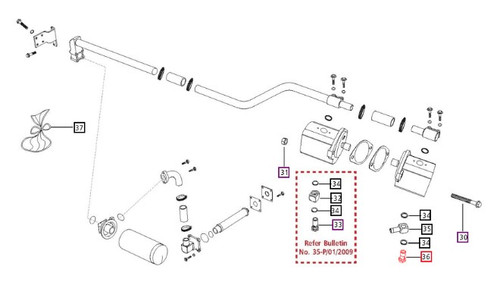 Mahindra banjo bolt 007200346C1, with related banjo suction port bolt 005552882R1, used for hydraulic pump suction, power steering piping and some fuel system banjo connections on various Mahindra 05, C, 25, 00, 20, 30, 35, 3500, 3600, 60 and mPower Series tractors.