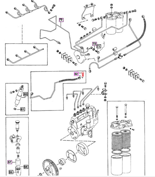 Mahindra banjo bolt 007200346C1, with related banjo suction port bolt 005552882R1, used for hydraulic pump suction, power steering piping and some fuel system banjo connections on various Mahindra 05, C, 25, 00, 20, 30, 35, 3500, 3600, 60 and mPower Series tractors.