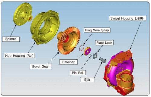 Mahindra axle retainer and differential lock bolt 000271631, a 3/4 inch UNF x 1-5/8 hex head bolt used on various Mahindra tractors to clamp the front axle spindle and rear axle carrier components as part of spindle conversion and differential lock assemblies.