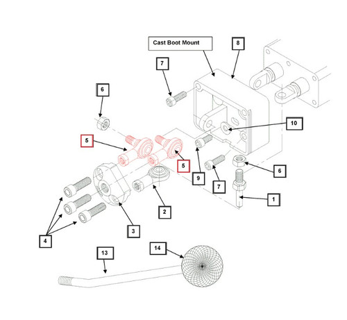 Mahindra loader joystick rod end assembly KMW14093080 for KMW ML104, ML106, ML108, ML110, ML112, ML214, ML230, ML245, ML260, ML264, ML265, ML266, ML270 and ML275 loaders, used to link the single‑lever joystick control kit to the loader valve so bucket and boom functions respond smoothly.