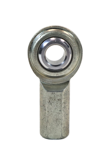 Mahindra KMW14093078 loader joystick rod end image alt text: Mahindra KMW14093078 threaded steel rod end used in the joystick control linkage on KMW front-end loaders ML104, ML106, ML108C, ML108H, ML110, ML112, ML214, ML230, ML245, ML260, ML264, ML265, ML266, ML270 and ML275 equipped with Prince single-lever control kits, connecting the joystick rod to the loader valve for precise bucket and boom operation