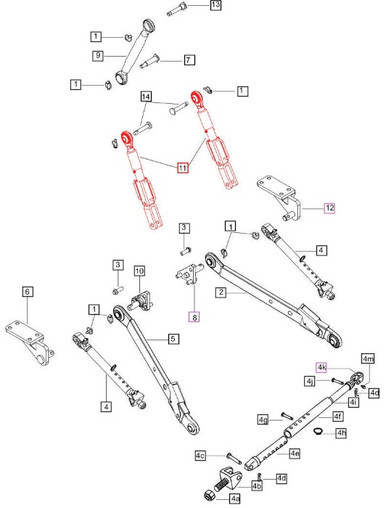 ADJUSTABLE LIFT ROD ASSEMBLY ON 3-POINT FOR 7085 & 7095 MAHINDRA ...