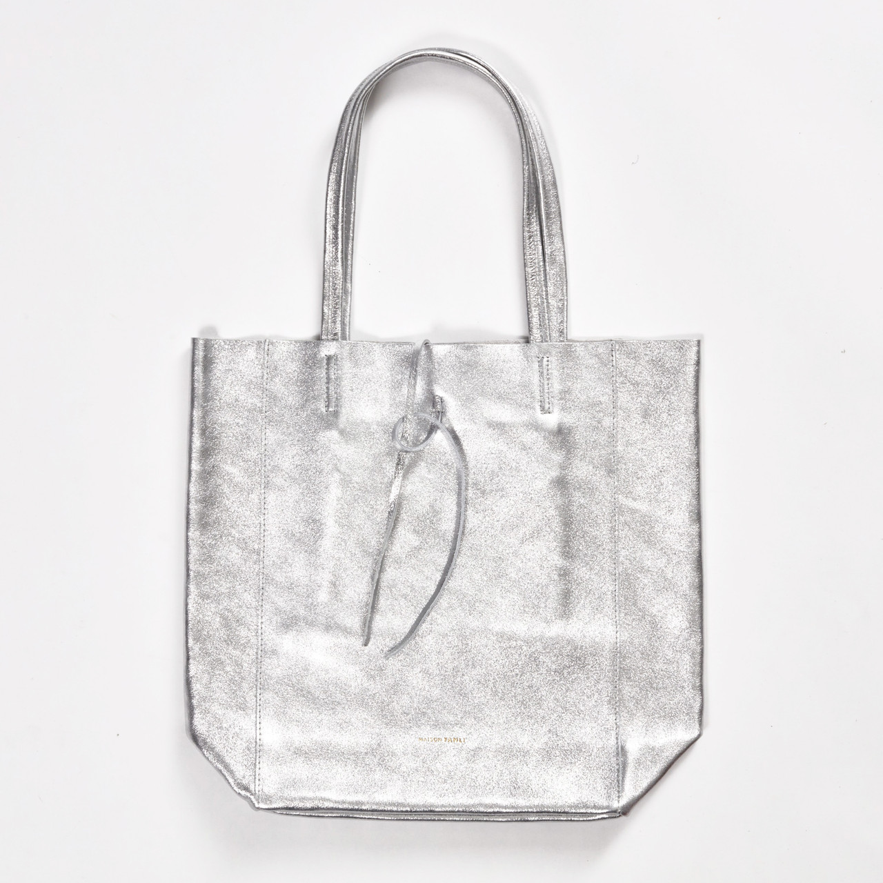 Silver metallic 2025 leather tote bag