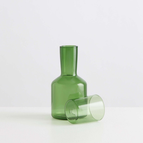 Maison Balzac Green Glass Carafe and Tumbler Set