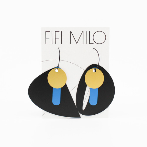 Fifi Milo Crescent Bar Disc Hoop Earrings