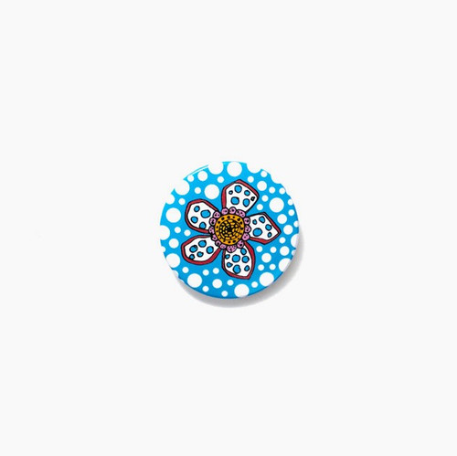 Yayoi Kusama Blue and White Flower Badge