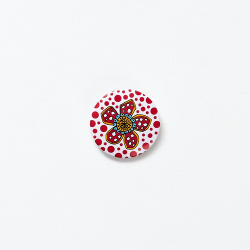 Yayoi Kusama White and Red Flower Badge