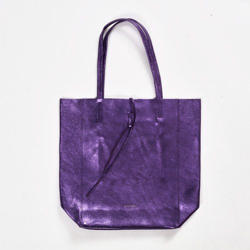 Maison Fanli Metallic Purple Leather Tote Bag