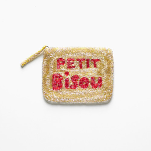 Petit Bisou Gold Beaded Clutch