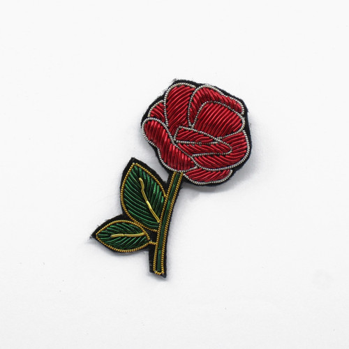 Red Rose Embroidered Brooch