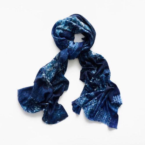 Indigo Patches Wool Scarf