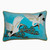 Japanese Crane Aqua Blue Velvet Cushion