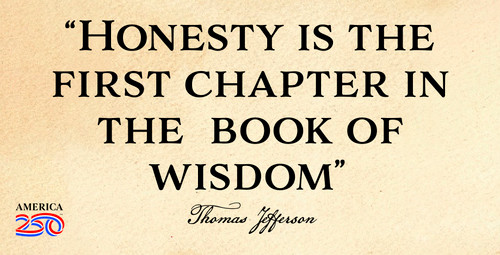 Thomas Jefferson Quote "Honesty is the first chapter” Bumper Sticker