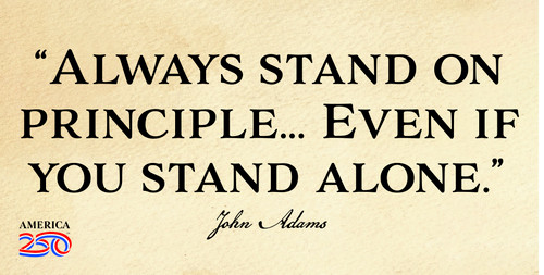 John Adams Quote "Always stand on principle" Bumper Sticker