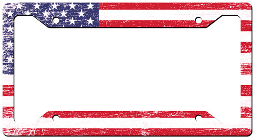Rustic American Flag License Plate Frame