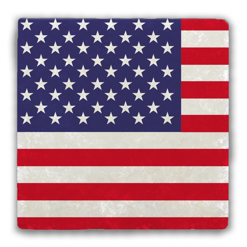 American Flag Tumbled Stone Coaster