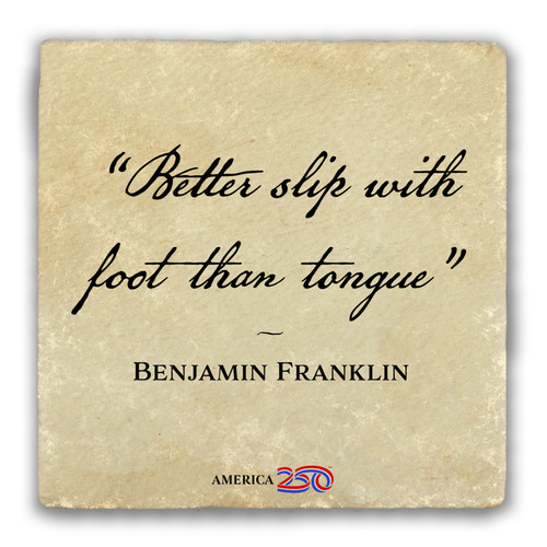 "Better Slip With Foot" Tumbled Stone Coaster