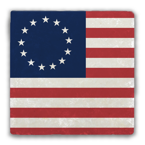Betsy Ross Flag Tumbled Stone Coaster