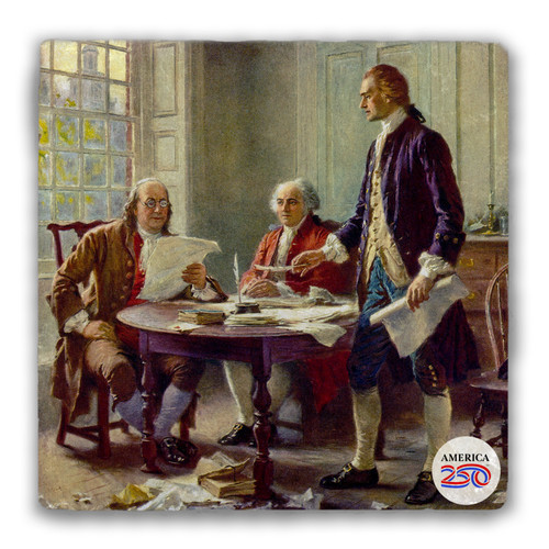 Writing the Declaration of Independence Tumbled Stone Coaster