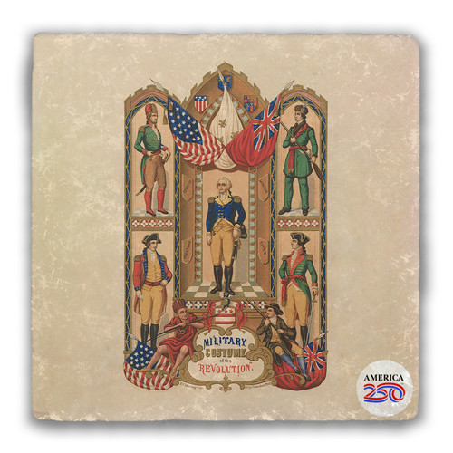 Military Costume of the Revolution Tumbled Stone Coaster Single