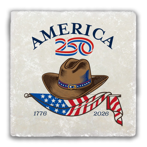 America 250 Cowboy Tumbled Stone Coaster